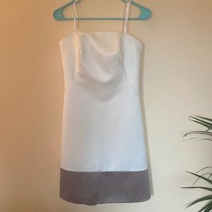 Badgley Mischka ivory & latte satin strapless dress